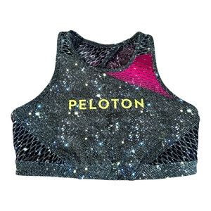 Peloton x Wear It To Heart Girls Night Out Sparkle Space Print Sports Bra Size M